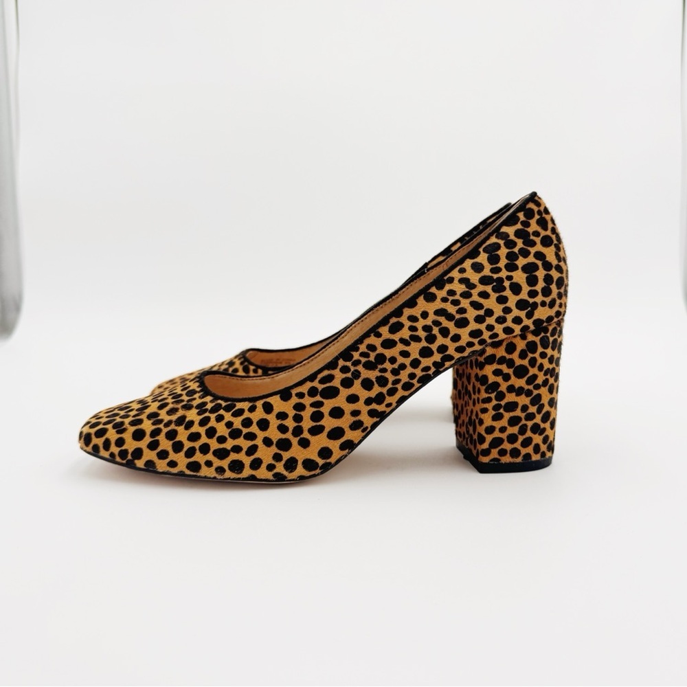 Anthropologie Leopard Print Block Heel Pumps in Tan and Black
